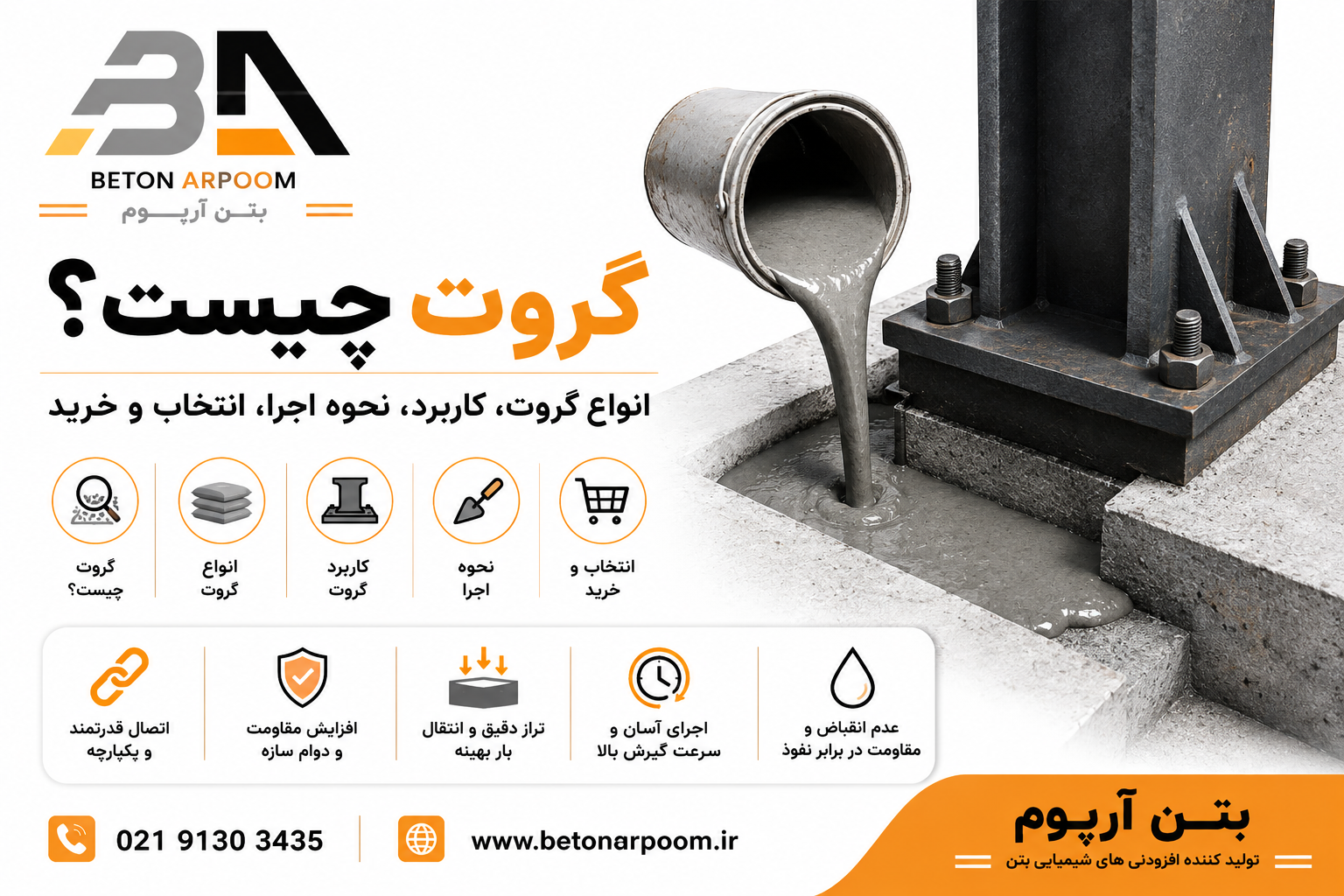 گروت چیست؟ بررسی انواع گروت، کاربردها، نحوه اجرا و انتخاب گروت مناسب