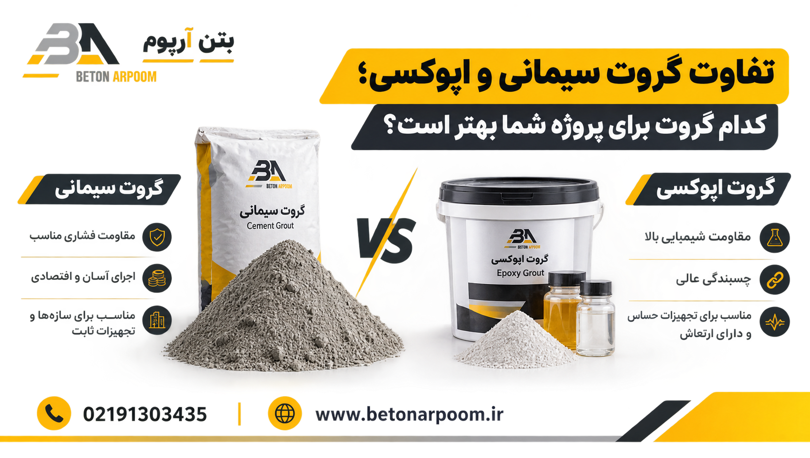 تفاوت گروت سیمانی و اپوکسی؛ کدام گروت برای پروژه شما بهتر است؟
